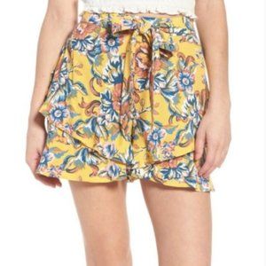 BP Yellow Floral Ruffle Shorts EUC